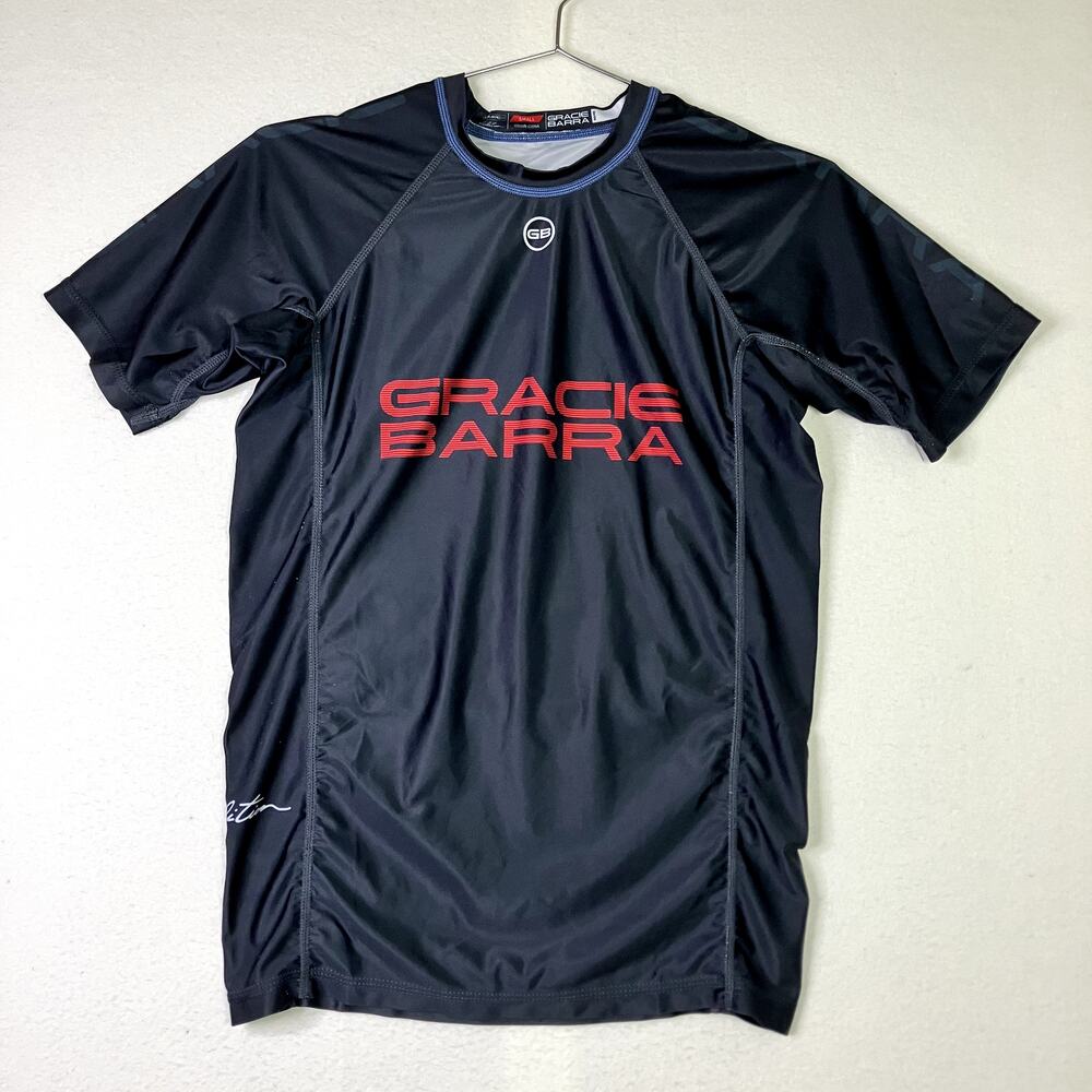 Gracie Barra Mens S Black Rashguard Equipe Edition Compress MMA